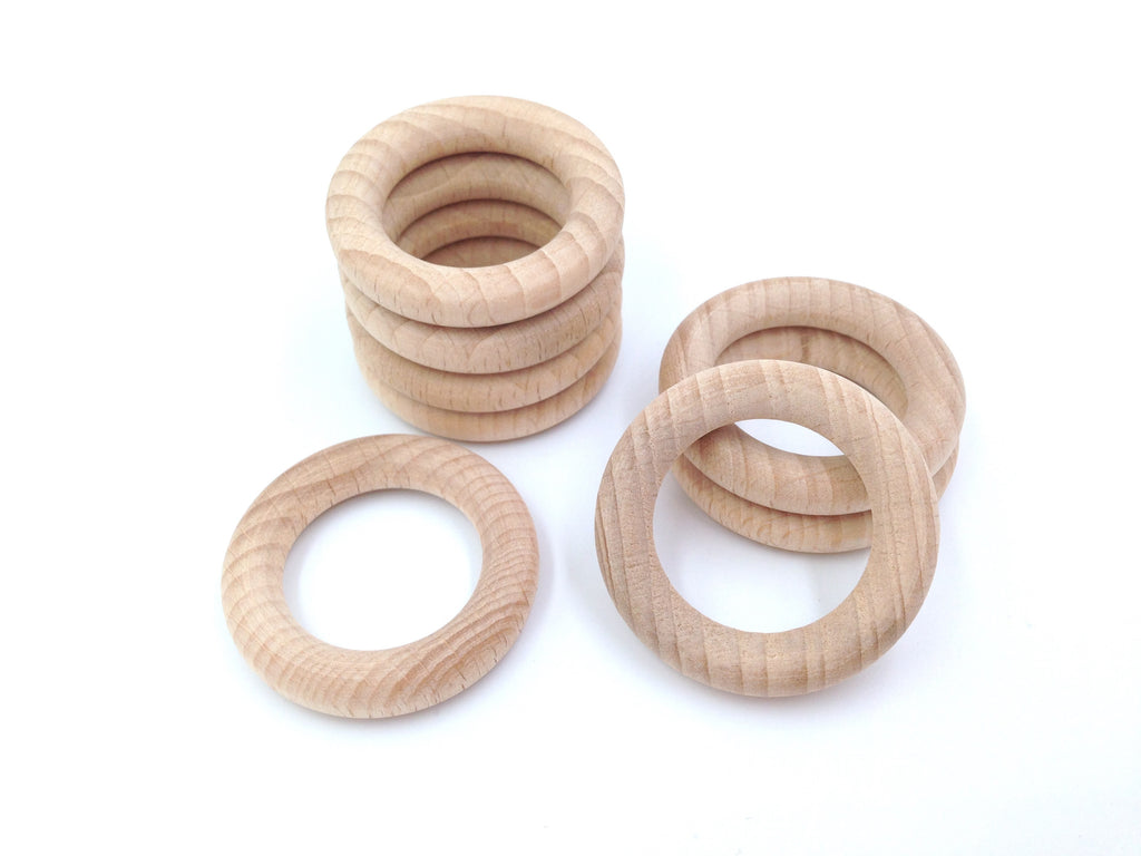 40mm Natural BEECH Wood Rings – USA Silicone Bead Supply Princess Bead  Supply