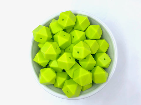 Chartreuse Green Hexagon Silicone Beads