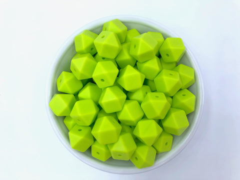 14mm Chartreuse Green Mini Hexagon Silicone Beads