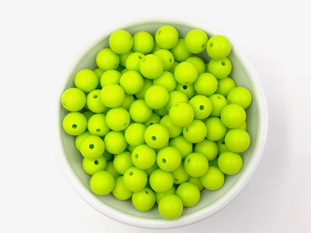 12mm Chartreuse Green Silicone Beads