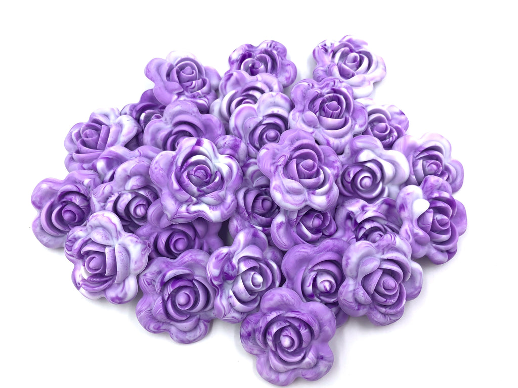 40mm Purple Marble Silicone Flower Bead