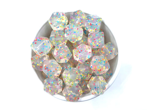 Confetti Hexagon Silicone Beads
