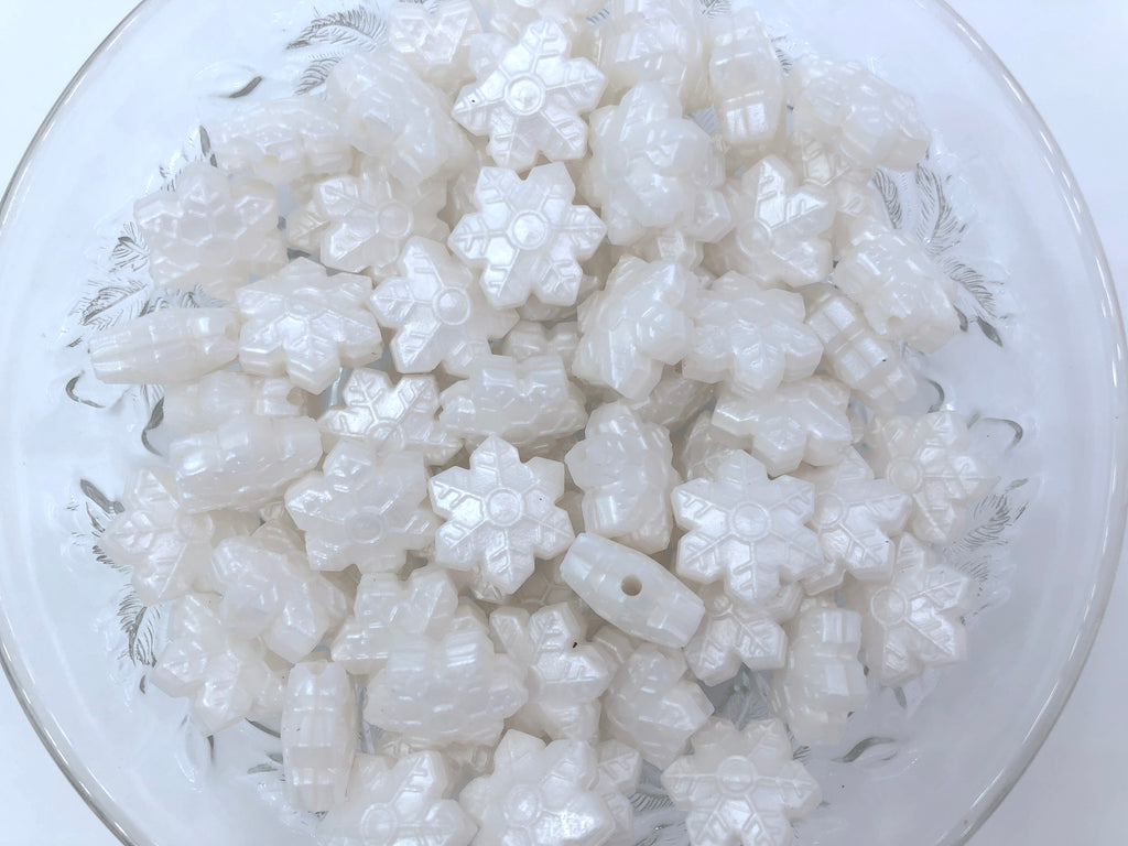 Metallic White Snowflake Beads
