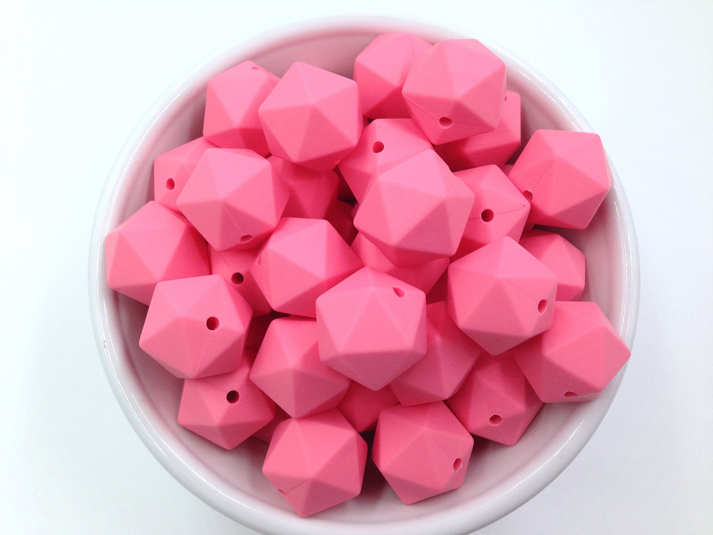 17mm Perfectly Pink ICOSAHEDRON Silicone Beads