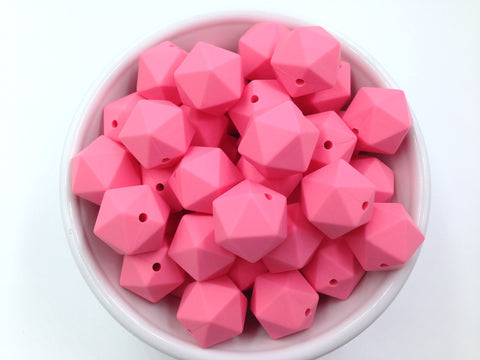 17mm Perfectly Pink ICOSAHEDRON Silicone Beads