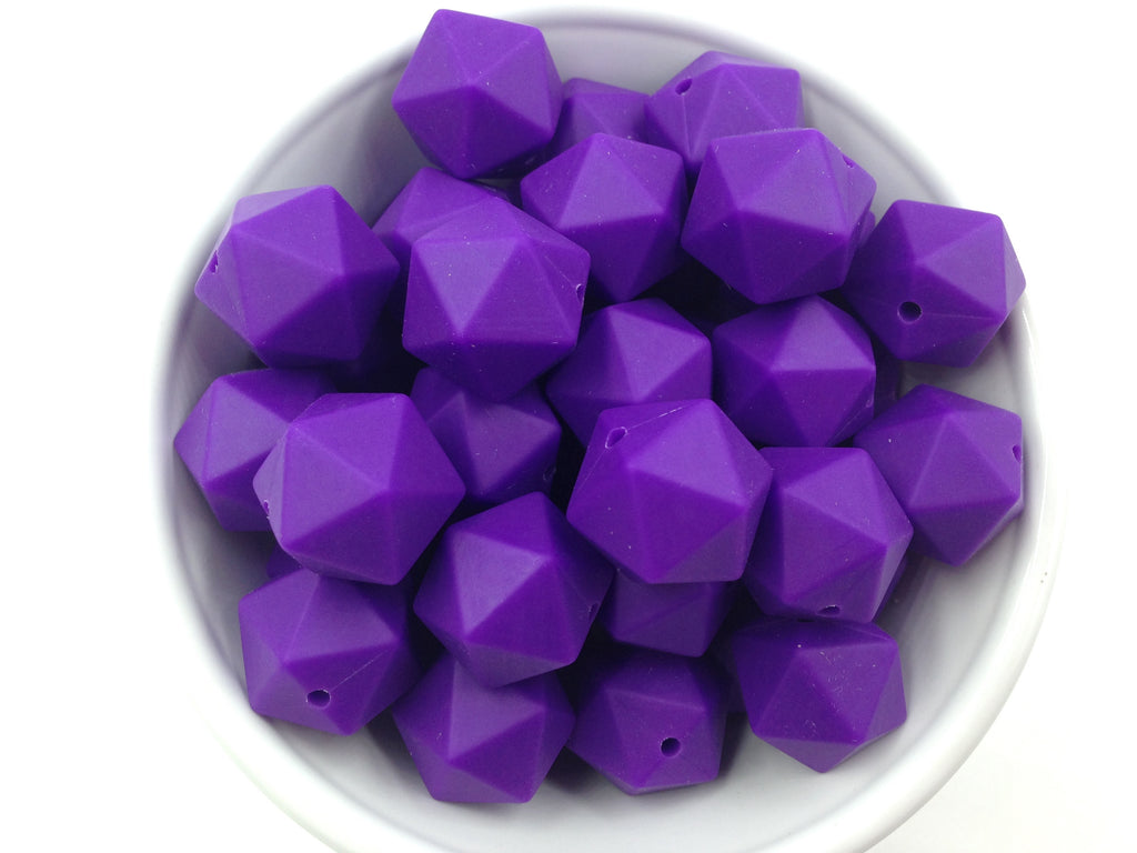 17mm Purple Passion ICOSAHEDRON Silicone Beads