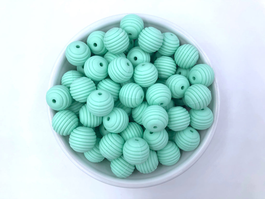 15mm Mint Silicone Beehive Beads