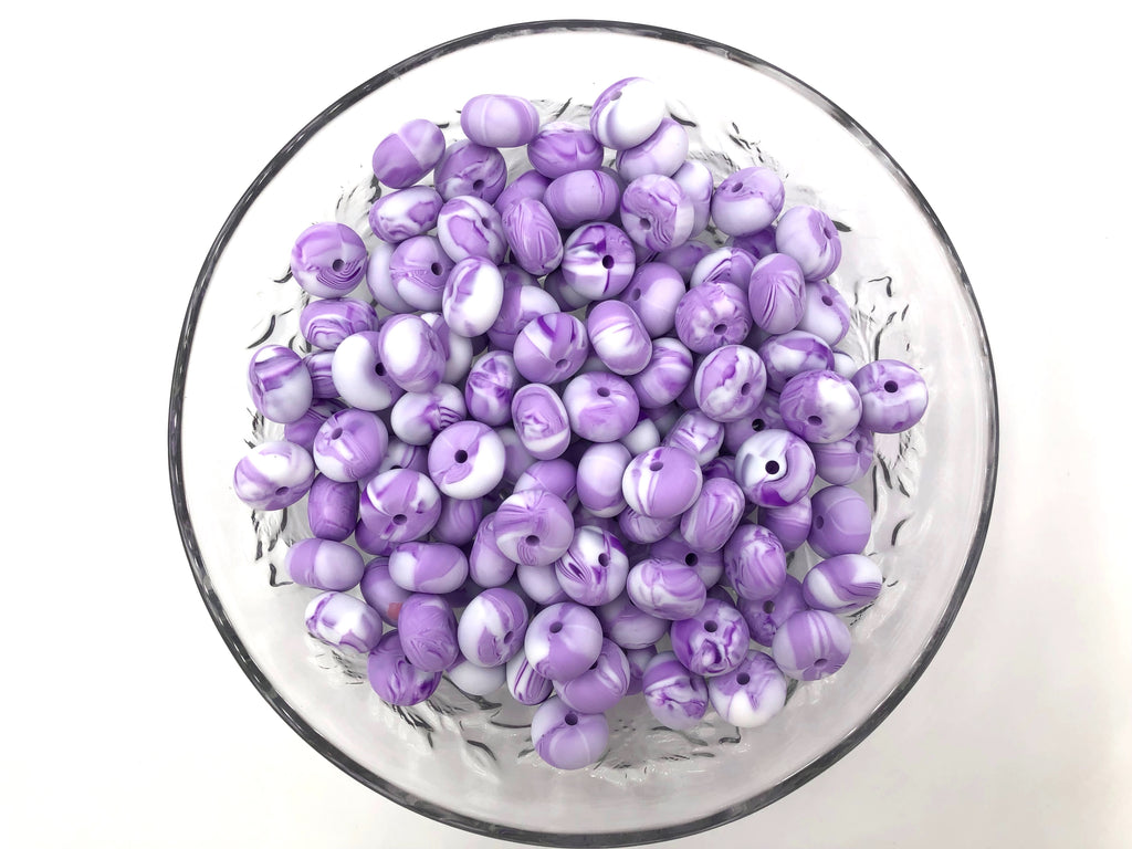 Purple Marble Mini Abacus Silicone Beads
