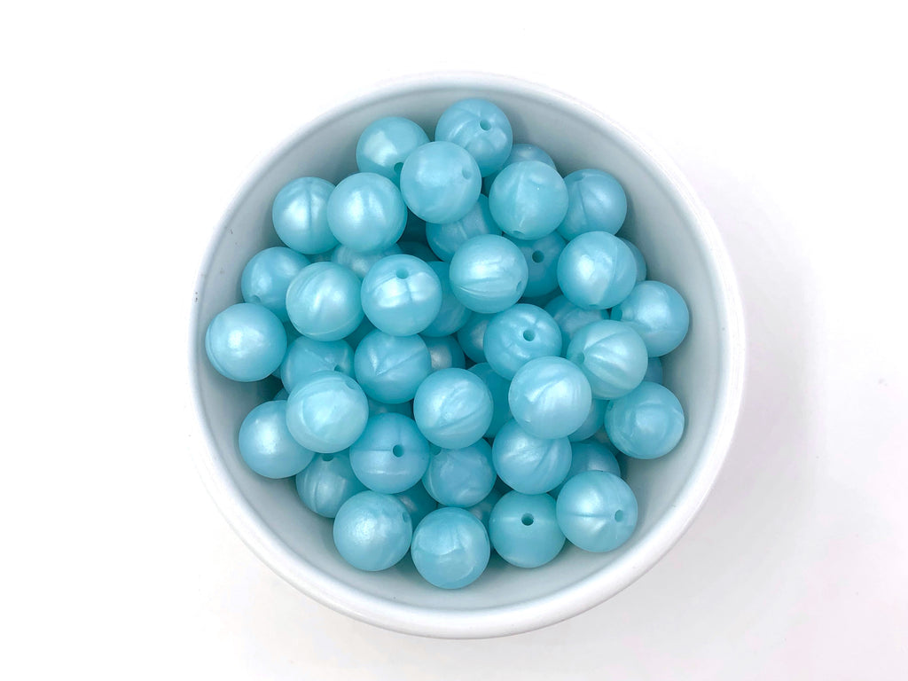 15mm Metallic Island Blue Silicone Beads