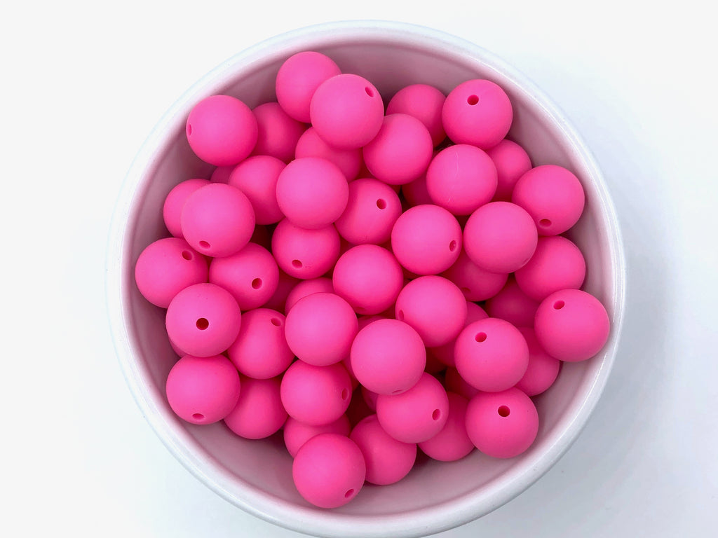 15mm Flamingo Pink Silicone Beads