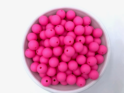 12mm Flamingo Pink Silicone Beads