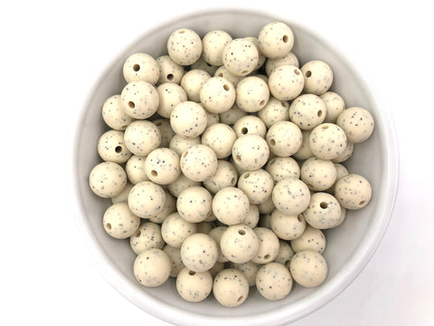 12mm Beige Speckled Silicone Beads