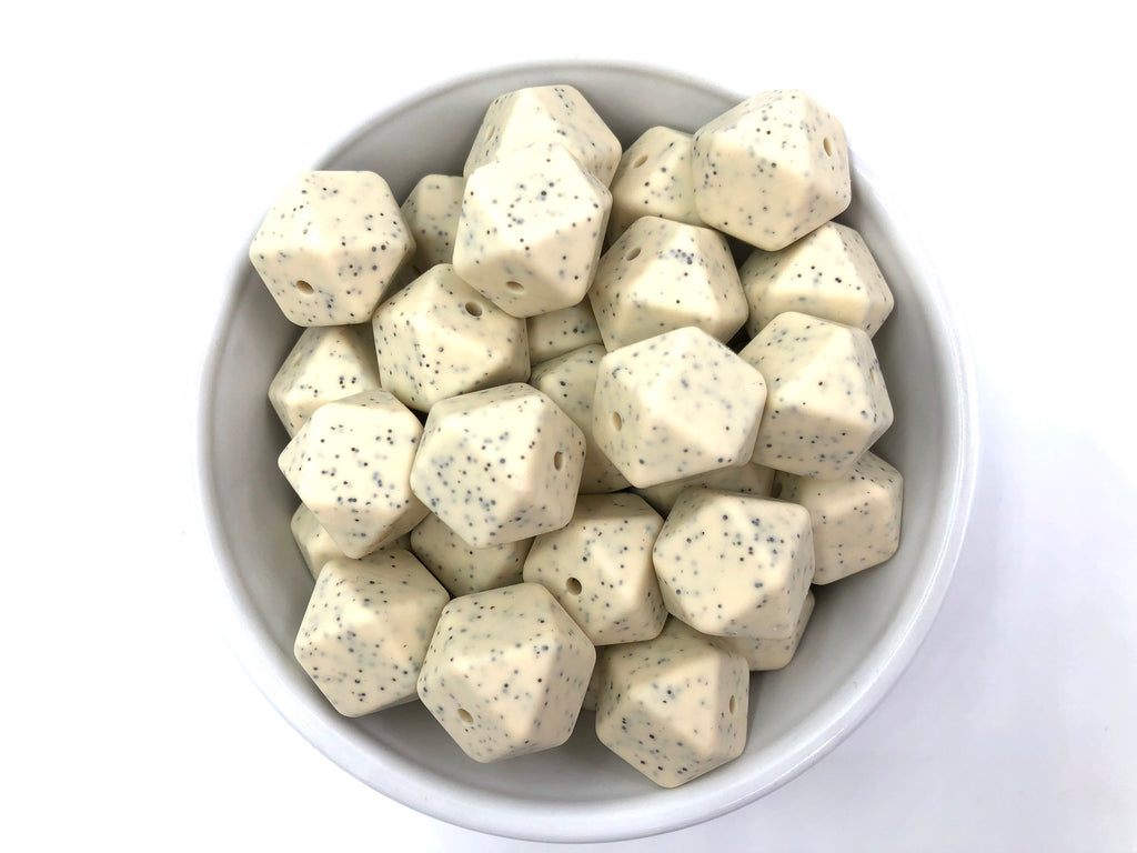 Beige Speckled Hexagon Silicone Beads