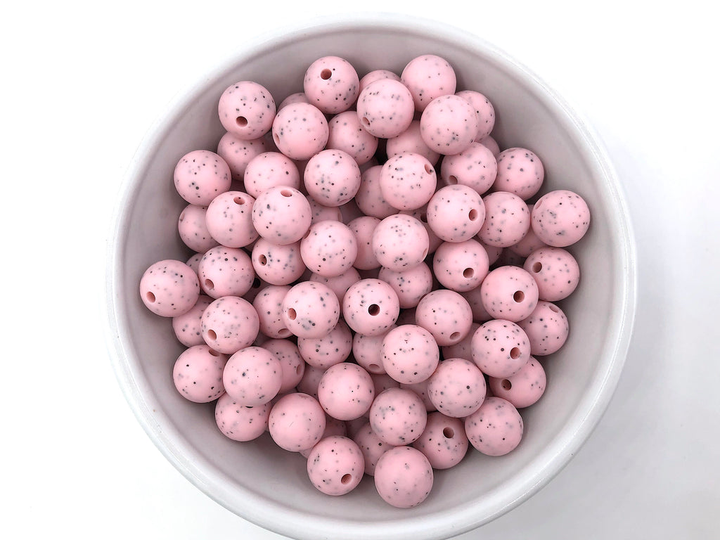 12mm Pink Quartz Speckled Silicone Beads