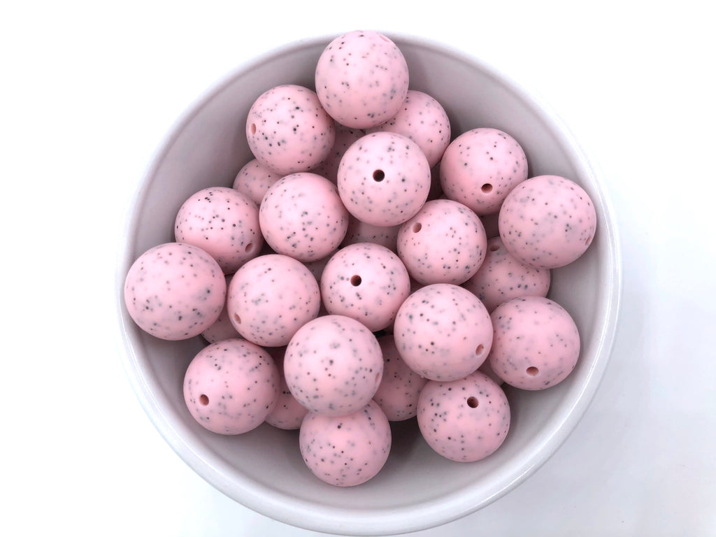 19mm Pink Quartz Speckled Silicone Beads