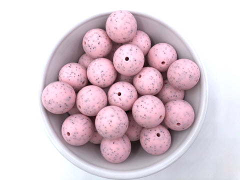 19mm Pink Quartz Speckled Silicone Beads