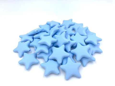 Baby Blue Star Silicone Beads
