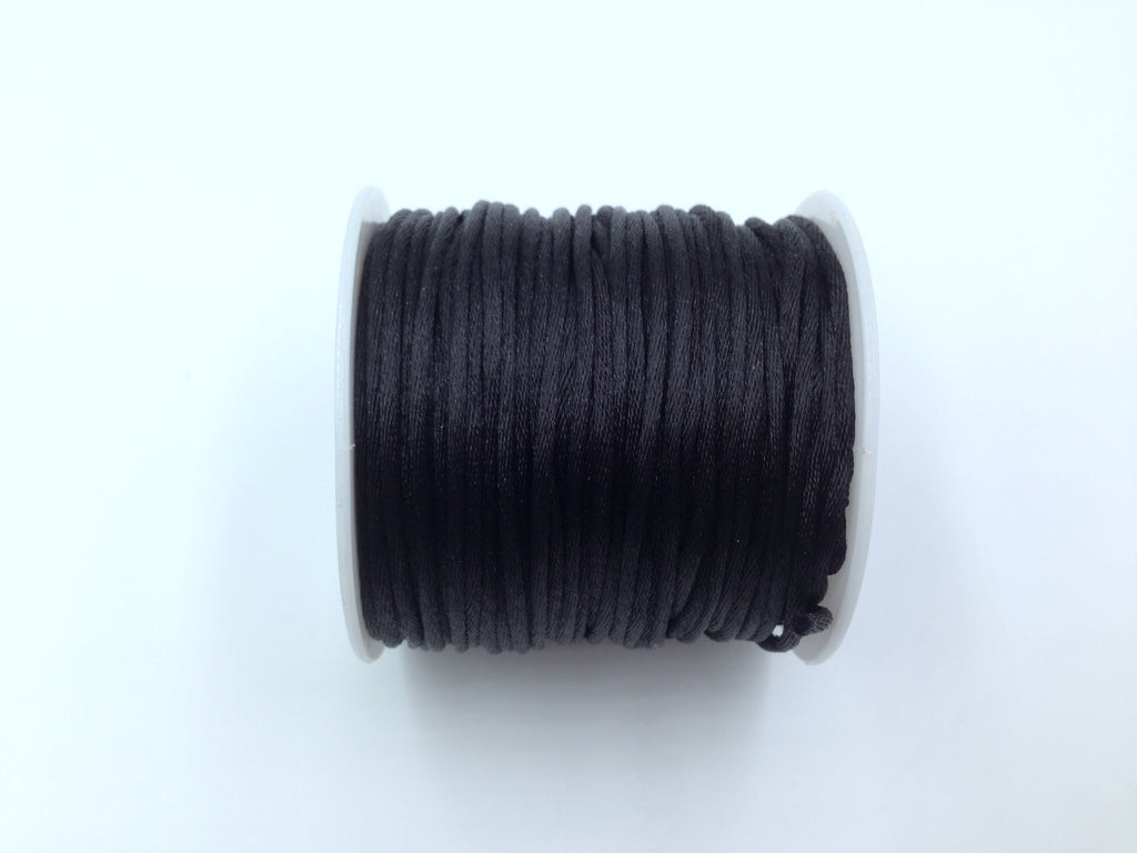 50 Yards Black 1.5mm Satin Nylon Cord--BULK Roll