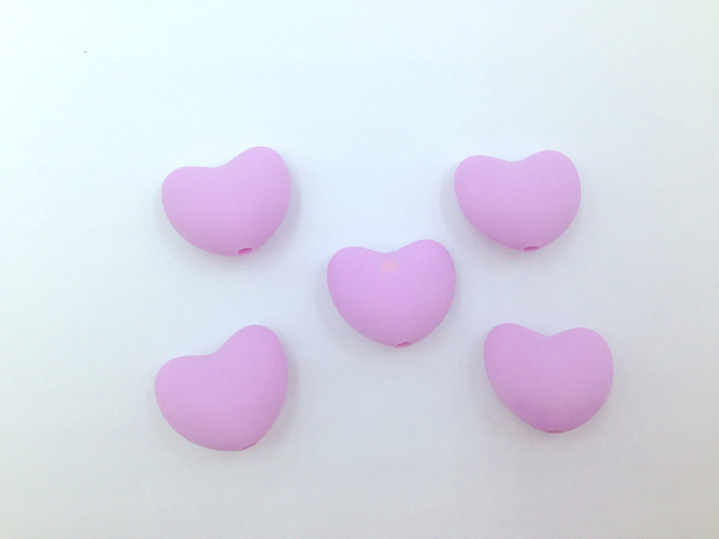 Sweet Lilac Heart Silicone Beads