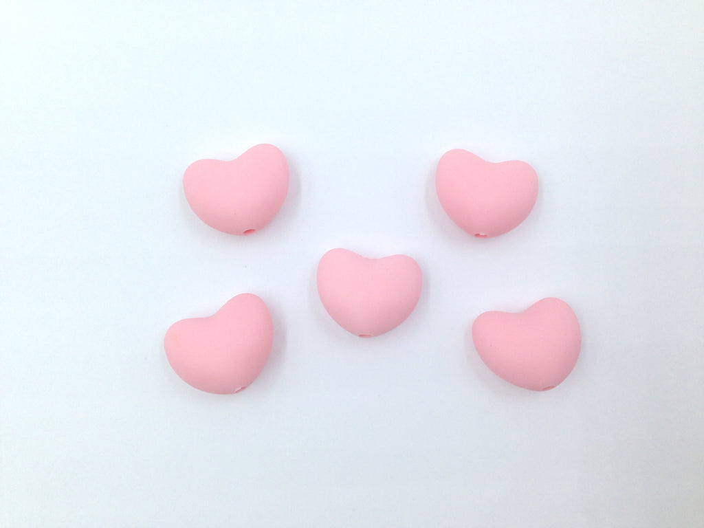 Pink Quartz Heart Silicone Beads