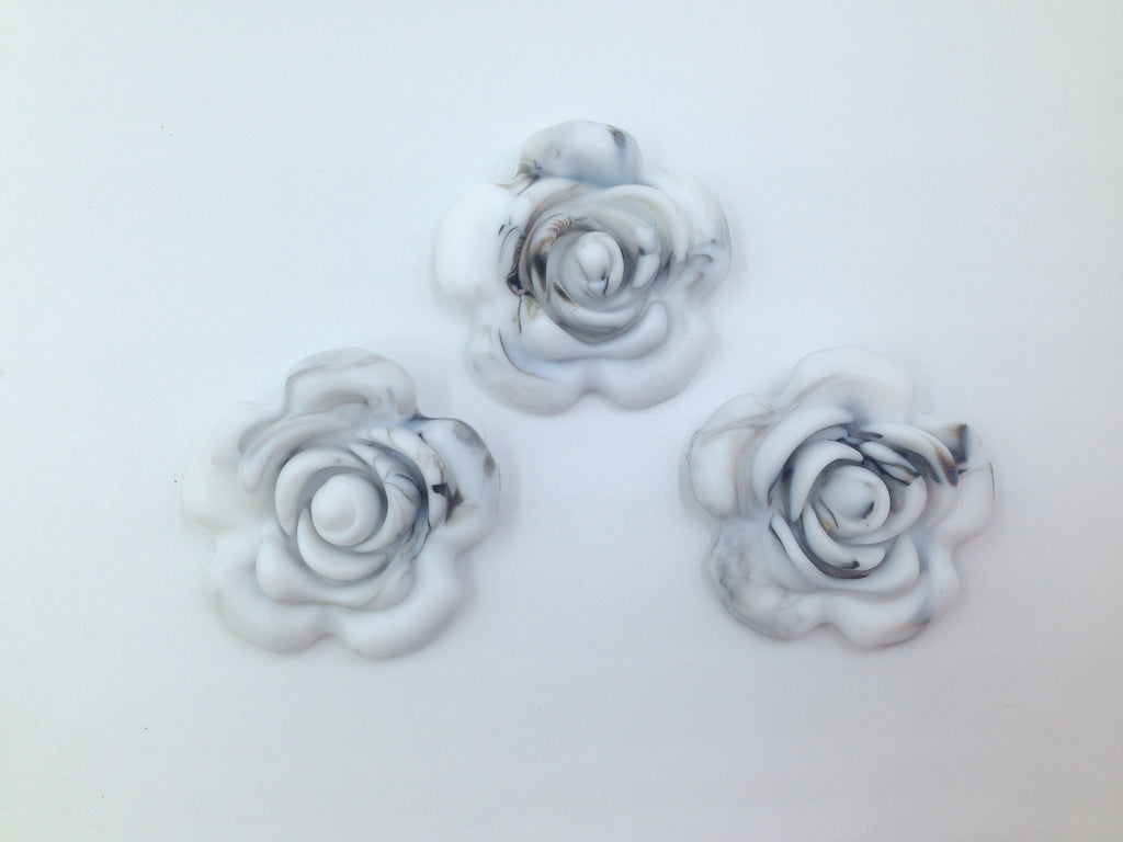 40mm Marble White Silicone Flower Bead