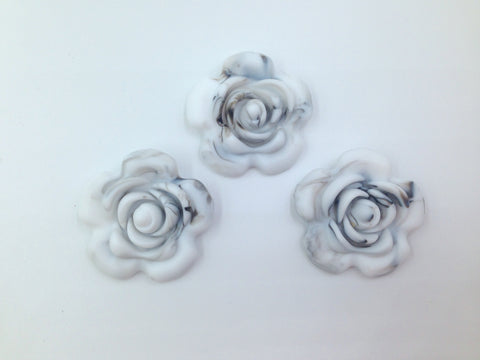 40mm Marble White Silicone Flower Bead