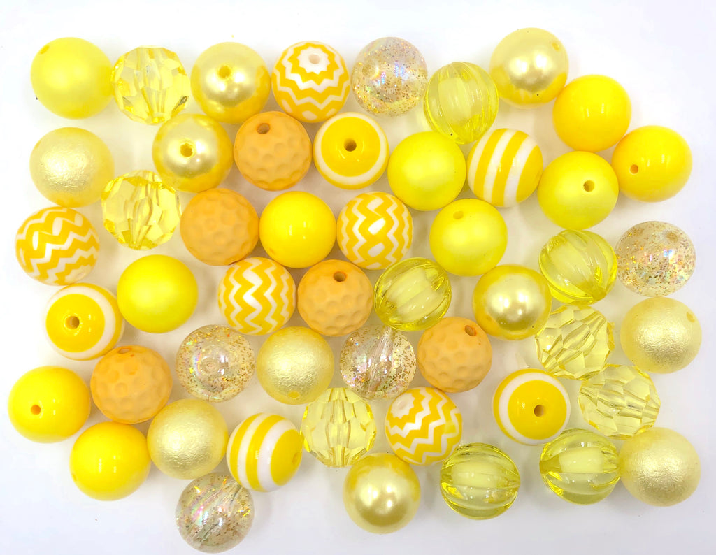 20mm Yellow Bulk Chunky Bead Mix