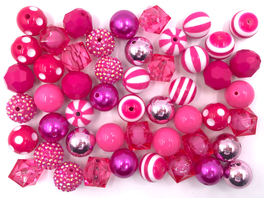 20mm Hot Pink Bulk Chunky Bead Mix