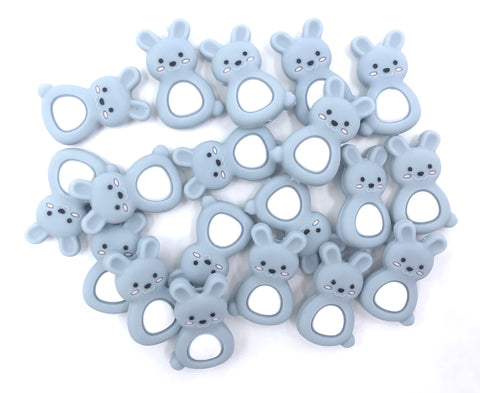 Dust Blue Bunny Silicone Beads