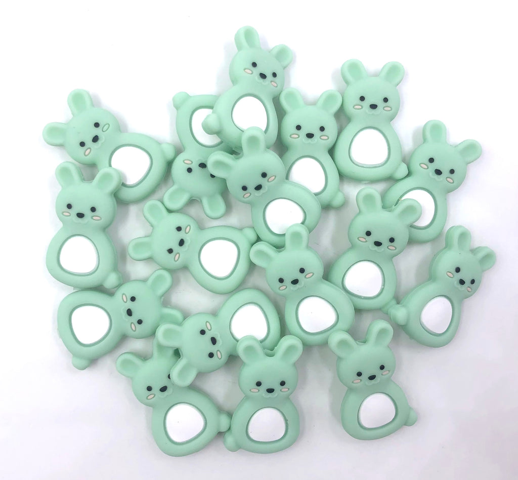 Mint Bunny Silicone Beads
