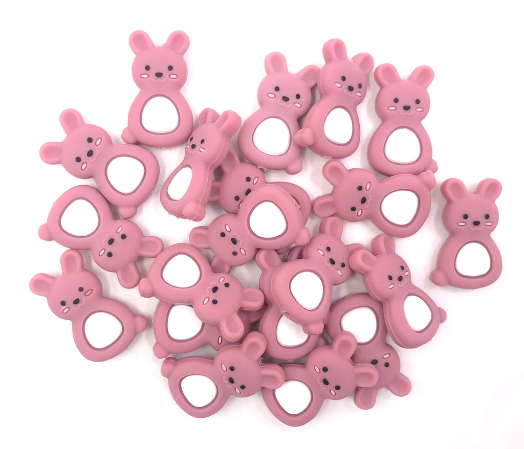 Dusty Rose Bunny Silicone Beads