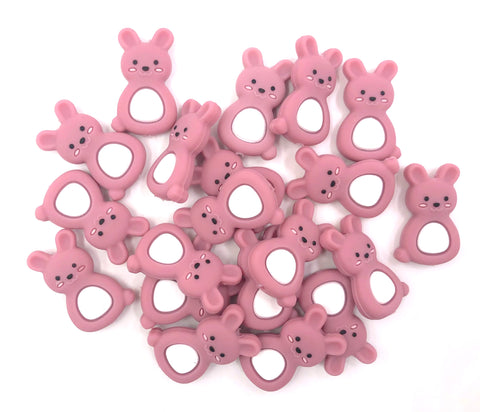 Dusty Rose Bunny Silicone Beads
