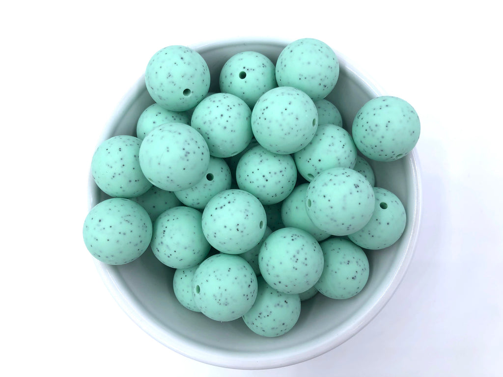 19mm Mint Speckled Silicone Beads