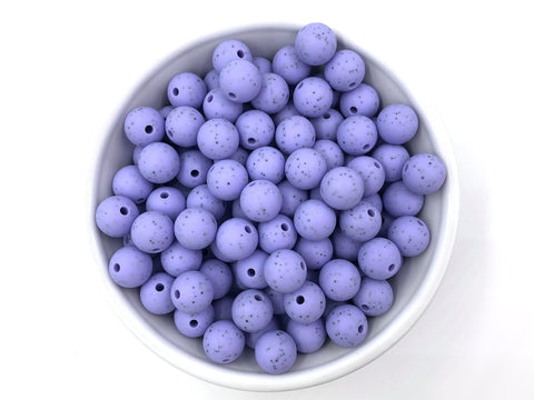 12mm Periwinkle Purple Speckled Silicone Beads