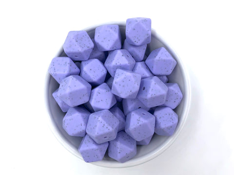 Periwinkle Purple Speckled Hexagon Silicone Beads