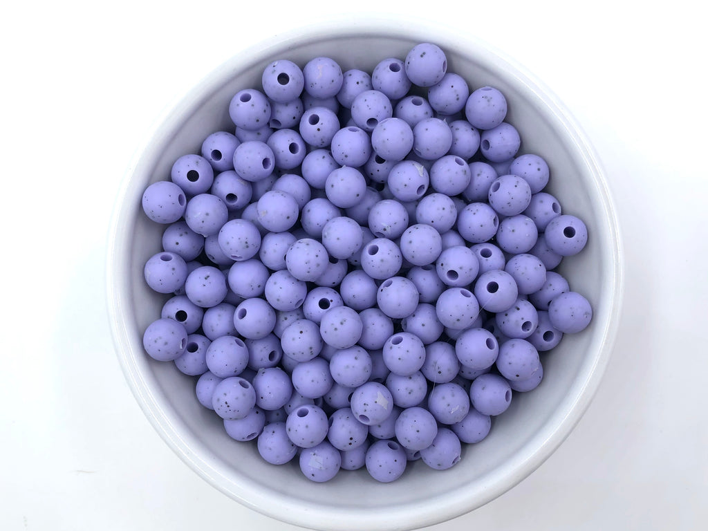 9mm Periwinkle Speckled Silicone Beads