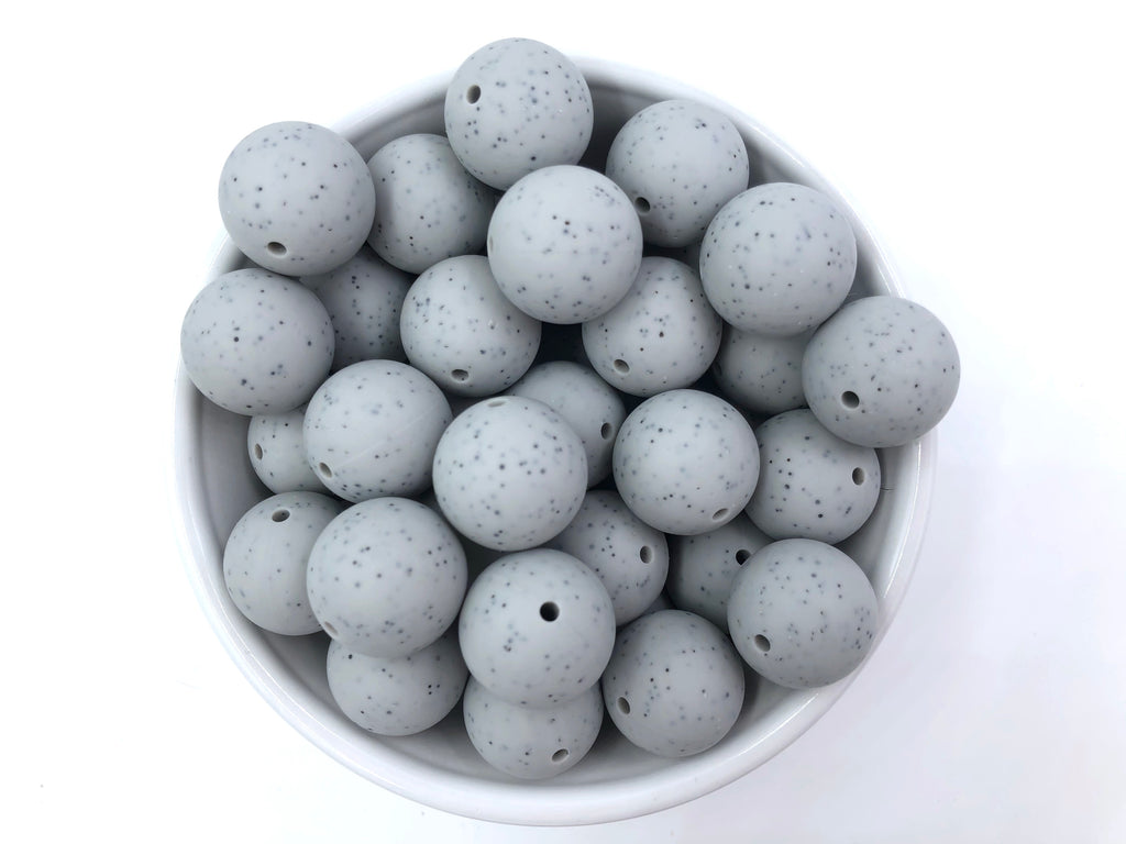 19mm Light Gray Speckled Silicone Beads