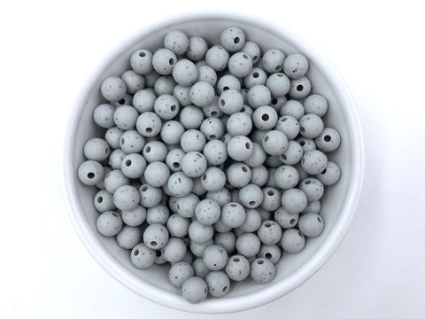 9mm Light Gray Speckled Silicone Beads