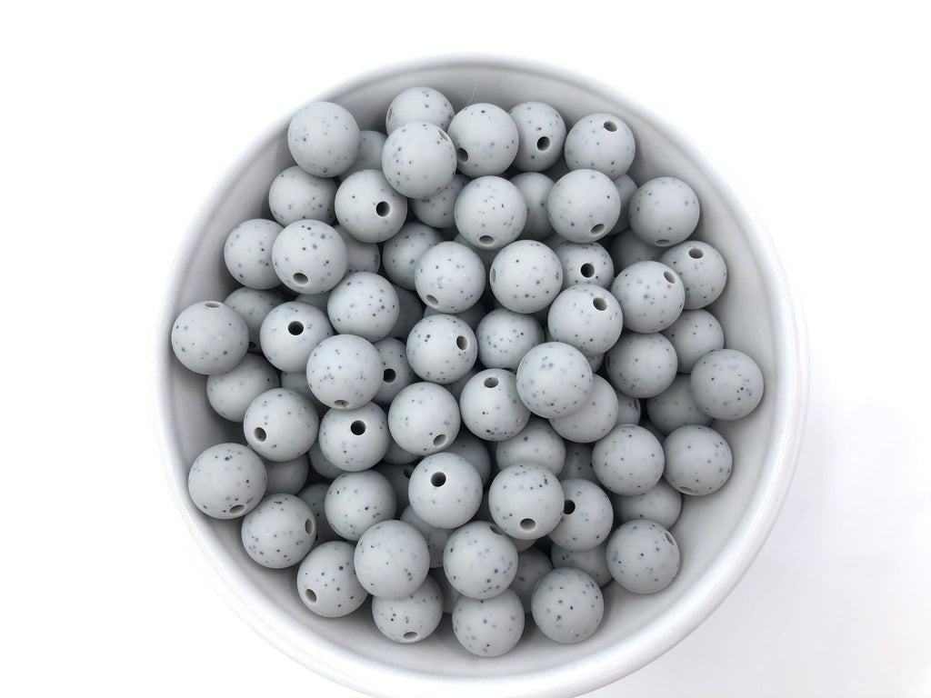 12mm Light Gray Speckled Silicone Beads