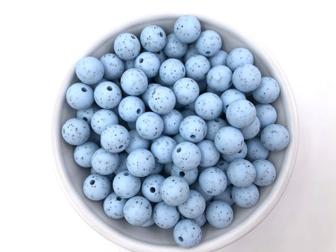 12mm Baby Blue Speckled Silicone Beads