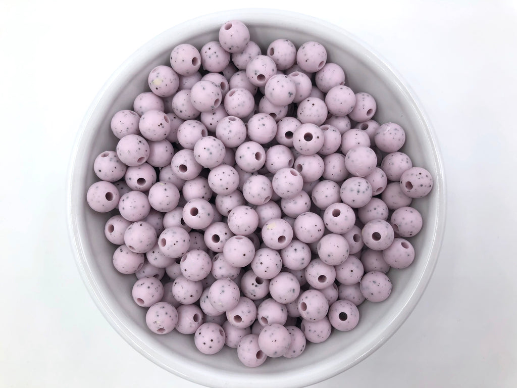 9mm Lilac Speckled Silicone Beads