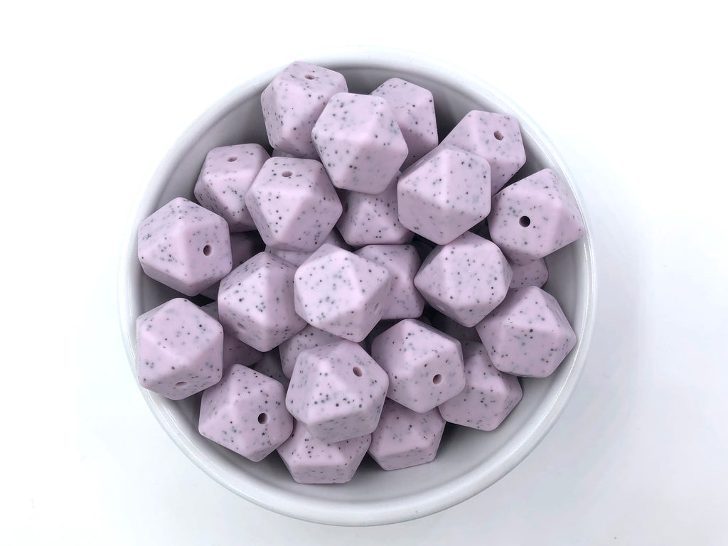 Lilac Speckled Hexagon Silicone Beads