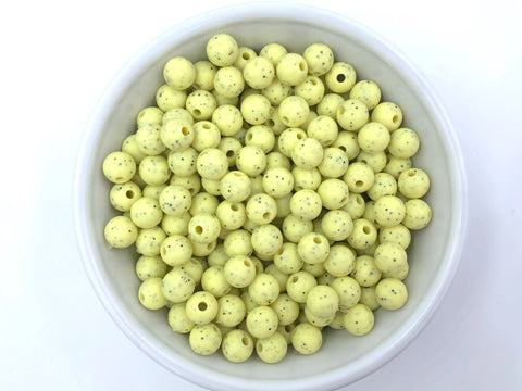 9mm Light Yellow Speckled Silicone Beads