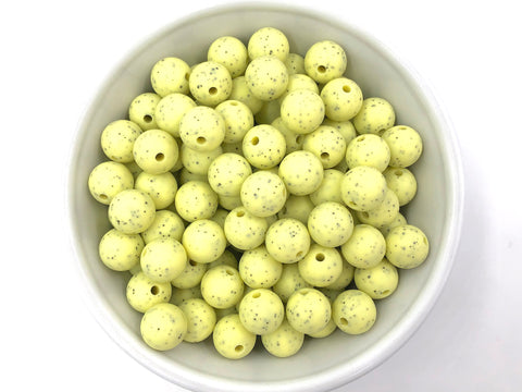 12mm Light Yellow Speckled Silicone Beads