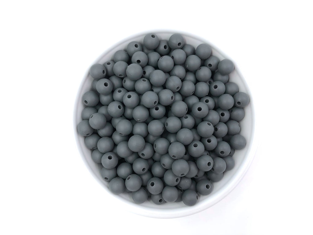 9mm Charcoal Gray Silicone Beads