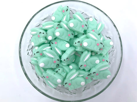 Mint Bunny Silicone Beads