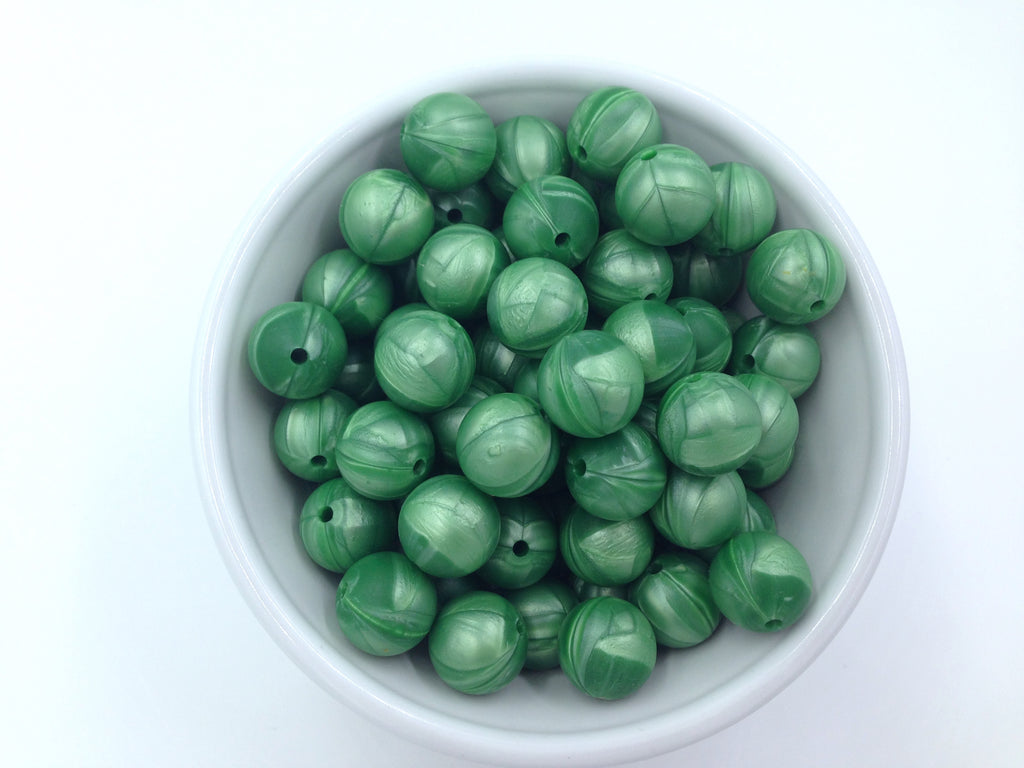 15mm Metallic Green Silicone Beads