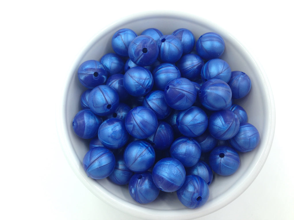 15mm Metallic Royal Blue Silicone Beads