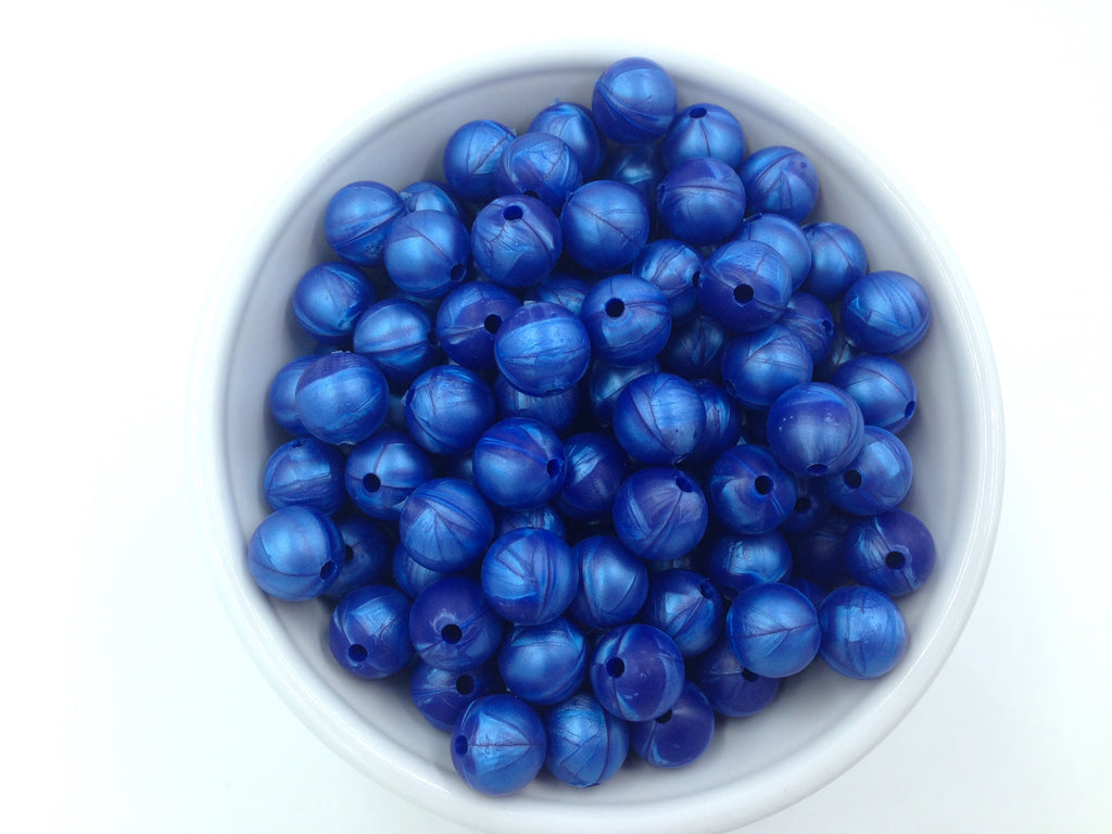 12mm Metallic Royal Blue Silicone Beads