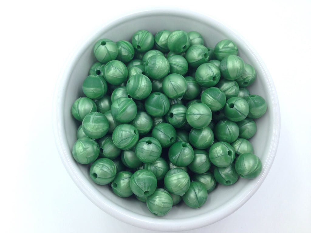 12mm Metallic Green Silicone Beads